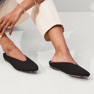 Rothy Almond Demi Mule Black Women's Slip-On Shoes size 9 NWOT